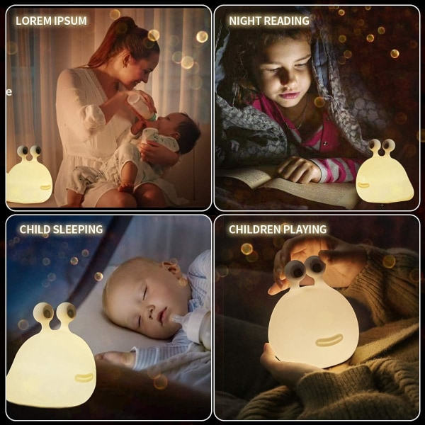 Original autentisk snegl natlampe, børneværelse blækspruttelampe, silikone natlampe til amning, sød børns sengelampe