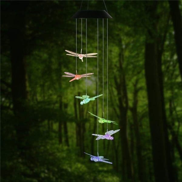 Solar Wind Chime Dragonfly Mobile - LED Färgskiftande Trädgårdsbelysning KLB