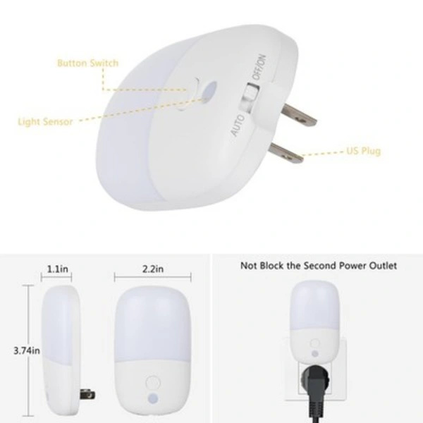 670nm Red Light Night Light Plug in, 2-pack Dimmable Night Light with Dusk