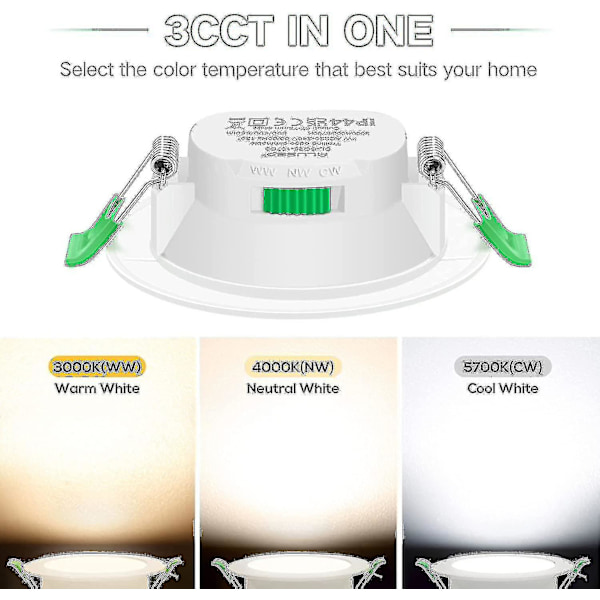 12 stk. 7W Vita LED Downlight Indbyggede Loftslamper Smal Spot Høj Kvalitet - Yvan