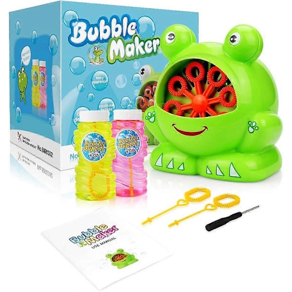 Groda Bubbelmaskin med 2 Flaskor Vätska, Automatisk Bubbelblåsare Leksaker Trädgårdsspel Bubbelblåsare för Barn Pojkar Flickor Baby Småbarn Present (FMY)