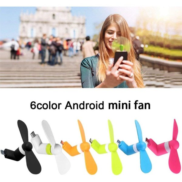 Svart, blå, rosa, grøn, orange, vit sex små mobiltelefonfläktar nye små fans, CDQ
