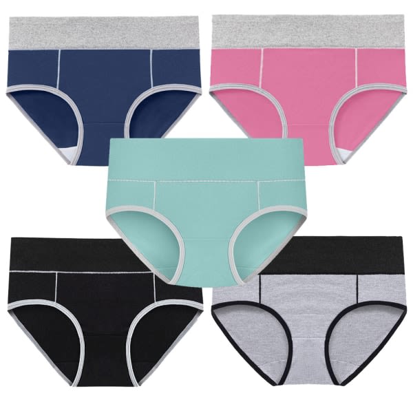 CDQ 5 st bomull elastisk underkläder for kvinner Bekväm mid-midja