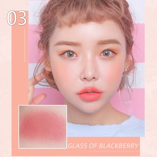 Blush til kinder, 3 i 1 farve Matt Face Blush Make Up Powder