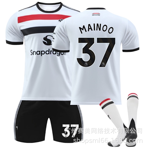 2425 Røde Djevler andre bortedrakt hvit fotballdrakt sett 10 Rashford 37 Menou 17 Ghana Joe 7 C Ronaldo herretrøye Størrelse 37 sokker Size 37 socks twenty two#