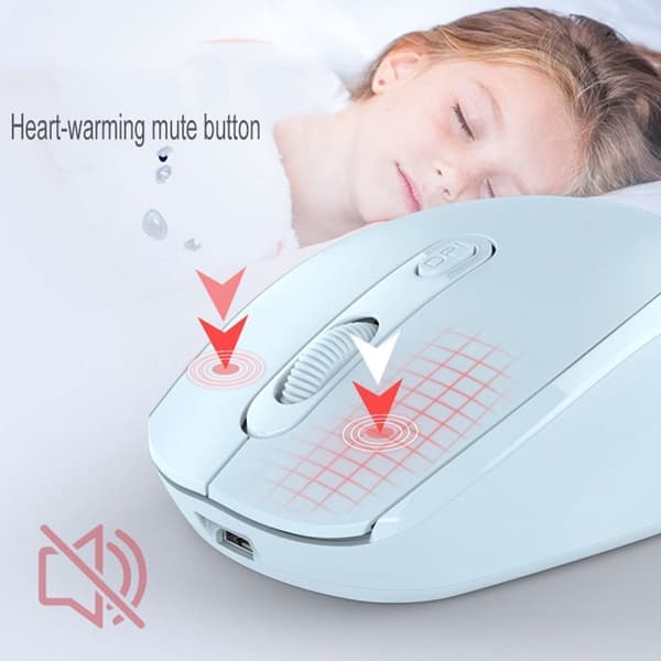 2,4 GHz trådlös Bluetooth-mus 1600 DPI mini optisk mus med 4 knappar, tyst ergonomisk datormus för PC, bärbar dator och Mac, vit