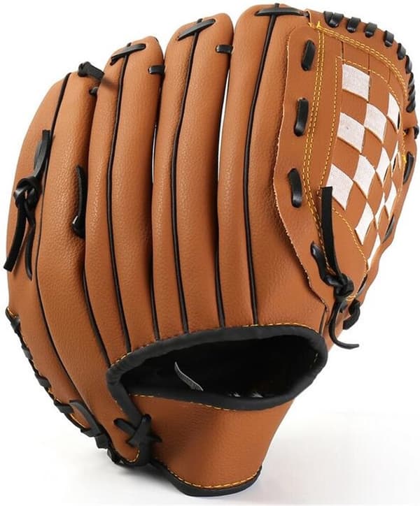 Basebollhandske, slitstarkt PU-material, vänsterhandsdesign, för tonårsbaseboll- och softbollspelare, brun, 11,5 tum