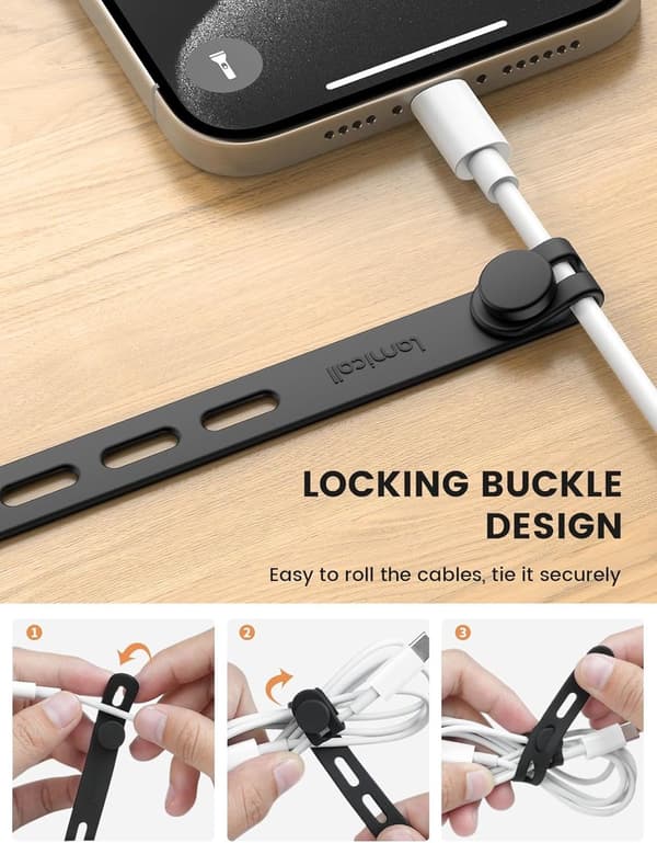 10 Pieces - Cable Clips - Wire Clip - Cable Organizer - Cable Winders - Kitchen Organizers - Cable Holder Management - Black