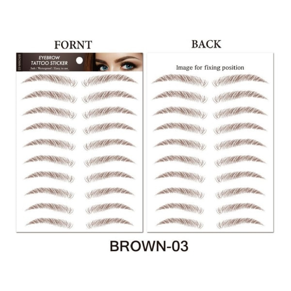 10 ark 6D øjenbryn tatovering klistermærke, hårlignende ægte øjenbryn Langvarig vandtæt Naturlig løsøjenbryn Makeup 3