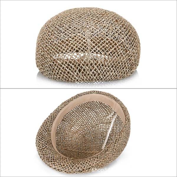 Sommarhatt i halm för män, platt andningsbar keps 56-58 cm
