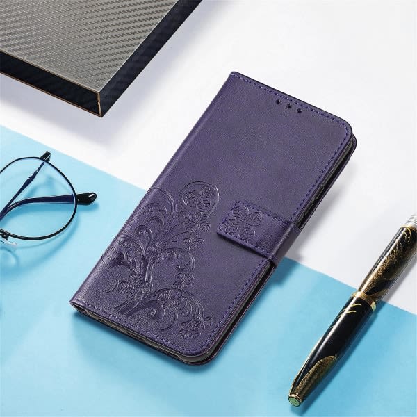 Case till Iphone 11 Pro Max Cover Plånbok Clover Präglat skyddande läder Phone case Magnetisk - Violet C5 A