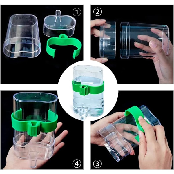 Fågelbur Vattenflaska, 2-pack Fåglar Automatiska Vattenautomater, Transparent Fågelvattendispenser, Automatisk Vattenautomat
