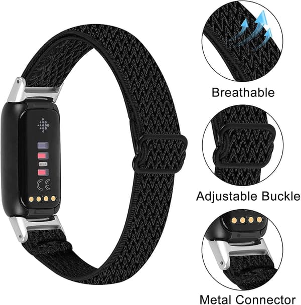 3-pack nylonband kompatibla med Fitbit Luxe, elastiskt armband