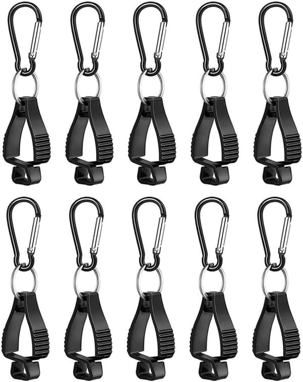 10 handskeklemmer - 12*3,2 cm, A-formede plastikholdere - til arbejdshandsker, gør-det-selv-butik - sort