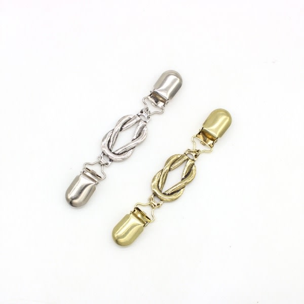 CDQ 2 deler retro tröja clips kofta brosch (sølv og gull)