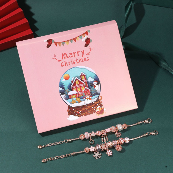 Joulunaluslaskenta lahjakalenteri Advent diy rannekoru blindbox ruusukulta lahjapakkaus