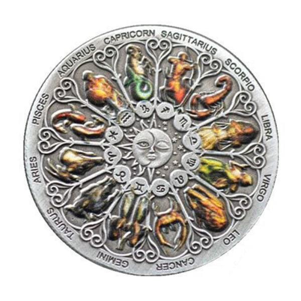 Zodiac Challenge Silver Coin Stjärntecknet Stjärnbild S Färg onesize