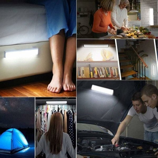 10LED-batteri Cool White Widescreen Slim 19cmUSB Nattljus Batteri Garderobslampa 10LED Batteri Cool White,