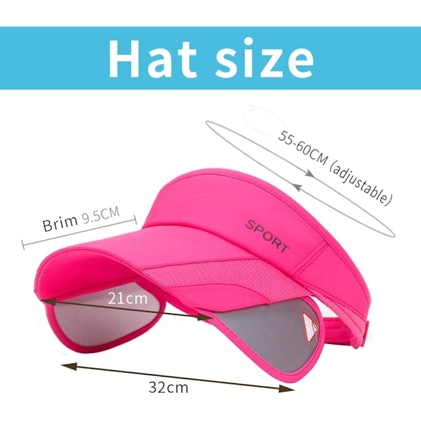 Sommarsolskyddskeps - Dam justerbar golfkeps med infällbar skärm, UV-skydd strand/tennis sportkeps Rose Red