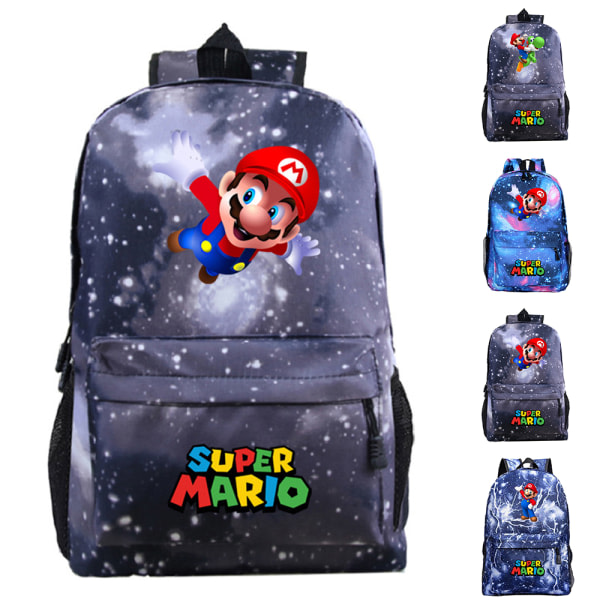 Super Mario Backpack Multi Character Video Game Schoolbag Travel Lightning Grey