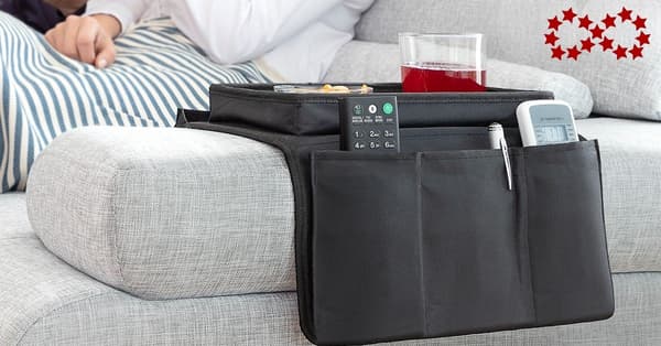 Sofa Bakke med Organizer – Armlænsbakke – Sort