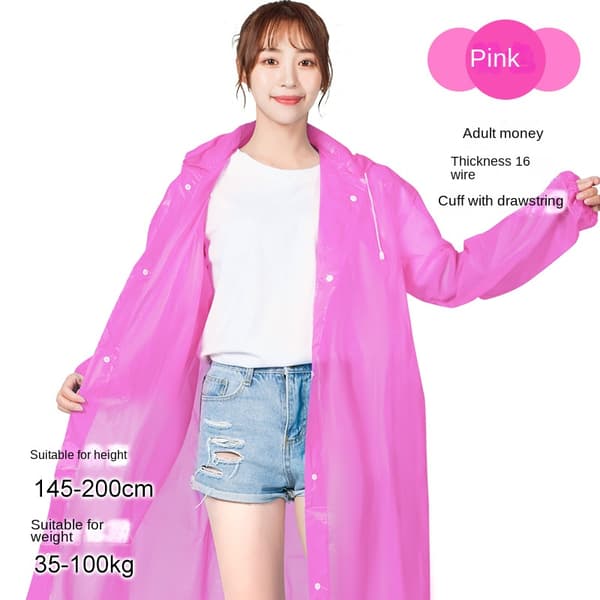 8-pack Regnponcho, Regnjacka Herr, Dam, Vattentät EVA-Regn, Cape Regnjacka Rosa Pink