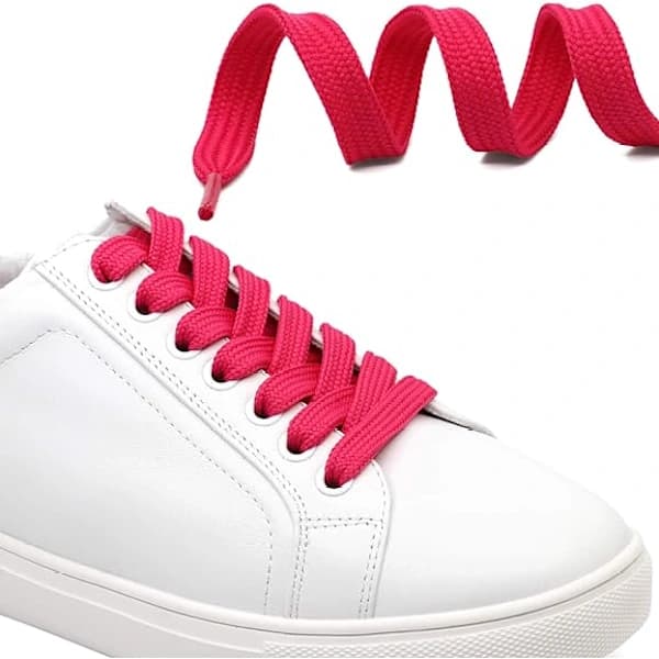 Solid Flat Shoelaces Hollow Thick Athletic Shoe Laces Strings 2 Pairs, Rose Red 47.24\" Inches (120 cm)