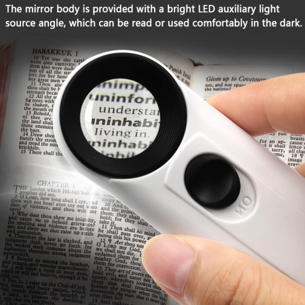 Vit 40X håndholder dobbel LED-lys opplyst Antik Jade smyckesstämpel HD Identifiering Forstoringsglas med etui