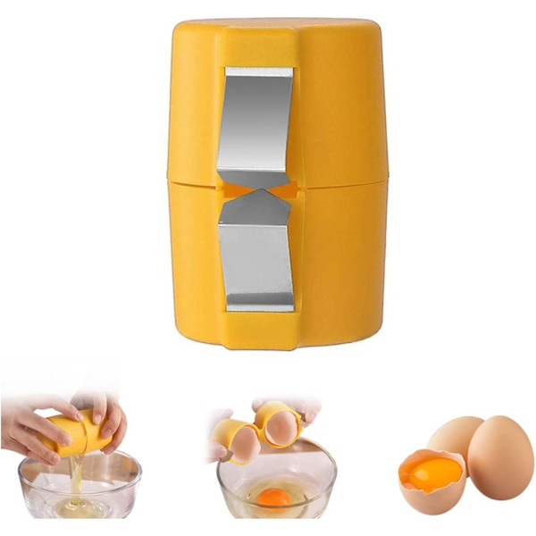 Æggeskalsåbner, Hårdkogt Æg Piller Æg Terning Æg Separator Håndholdt Værktøj, Rustfrit Stål Æggeskalsbryder Æggeskalskutter Køkken Gadgets yellow