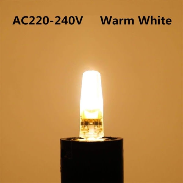 G4 LED 220V 2W 2700K varmvit 200LM, silikonlampe eller traditionelle 20W halogenlamper, pakke med 5 enheder