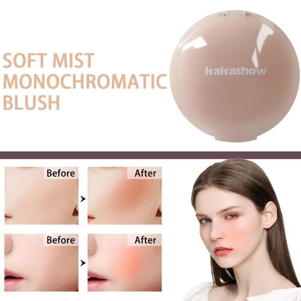 KAKASHOW Soft Mist Let Småfuld Monokrom Pulver Blushe Ice Shake Peach 4g