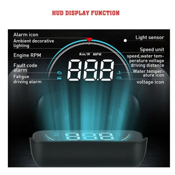 Bil Hastighedsmåler Head Up Display Hd Projektor Obd2 Overhastighed