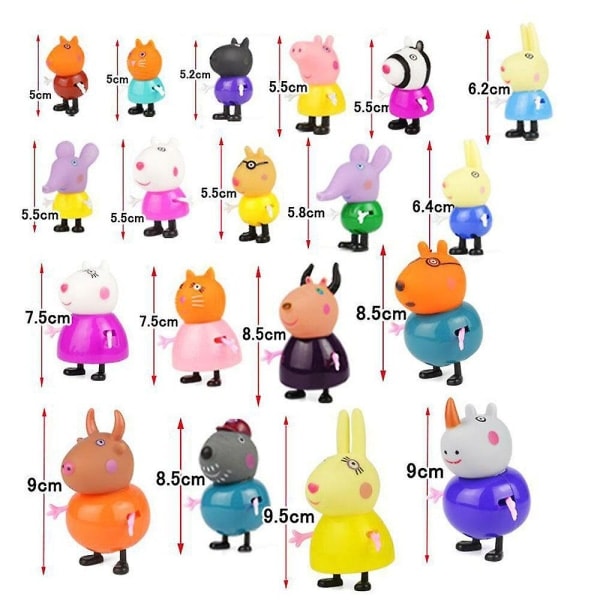 Peppa Pig Perhe &amp; Ystävät Emily Rebecca Suzy Action Figur Leksak 25kpl
