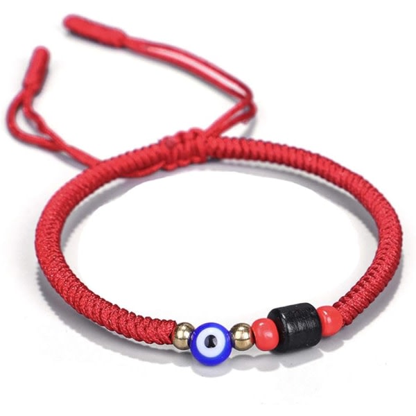 Heyone Rød/Svart Evil Eye-armbånd for kvinner Menn Tenåringer Jenter Gutter Håndvevde tibetanske buddhistiske armbånd for beskyttelse og lykke til