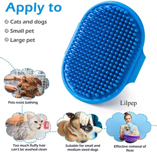 Dog Brush - Dog Comb - Bath Brush - Pet Shampoo - Softening - Massage Rubber Comb - with - Adjustable - Ring Handle - Long
