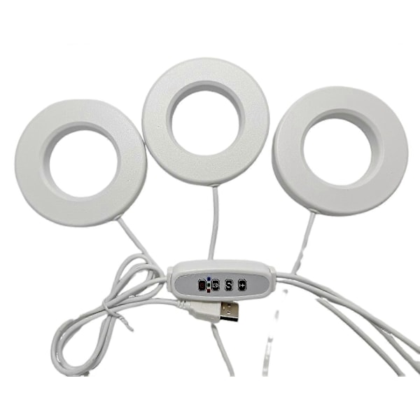 Takmonterad Växtlampa för Inomhusväxter, 48 LED Fullspektrum LED Halo Växtlampa, Säker Spänning Växtlampa med 4/8/12H Auto Switch, 4 Dimbara Ljusstyrkor White warm light 3 headlights