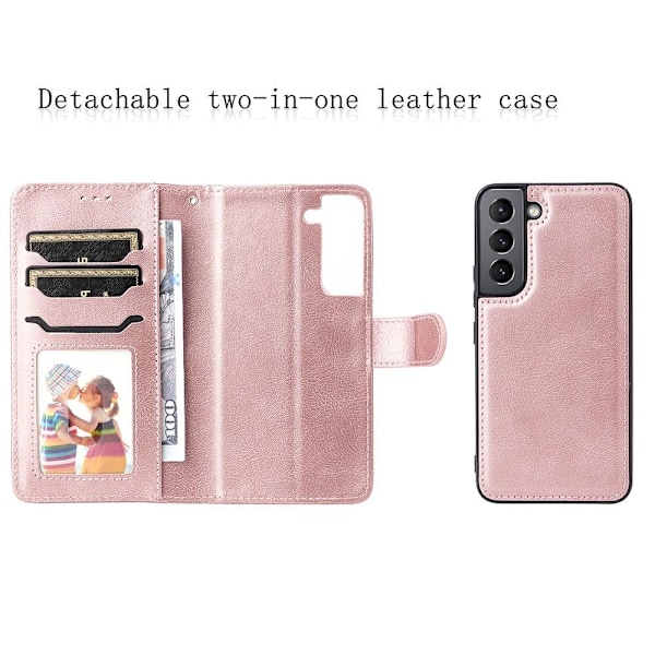 SKALO Samsung S22 Magnetskal/plånbok \"2 i 1\" - Rosé Pink gold Rosa guld