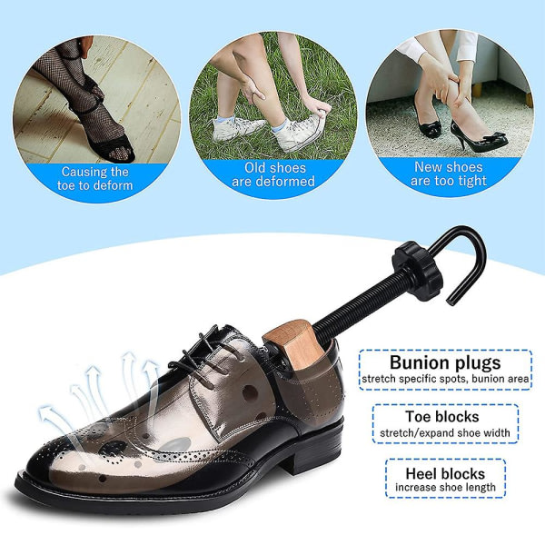 2 st / 1 par kraftiga skosträckare som är kompatibla med män | Lossar tighta skor med starkt trä &