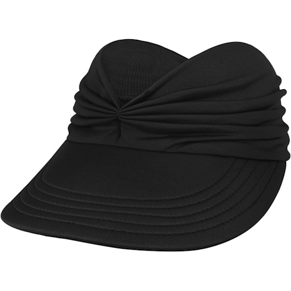 Solhatte til kvinder UV-beskyttelse Solskærm Bred Skygge Sommerhatte med hestehale Black
