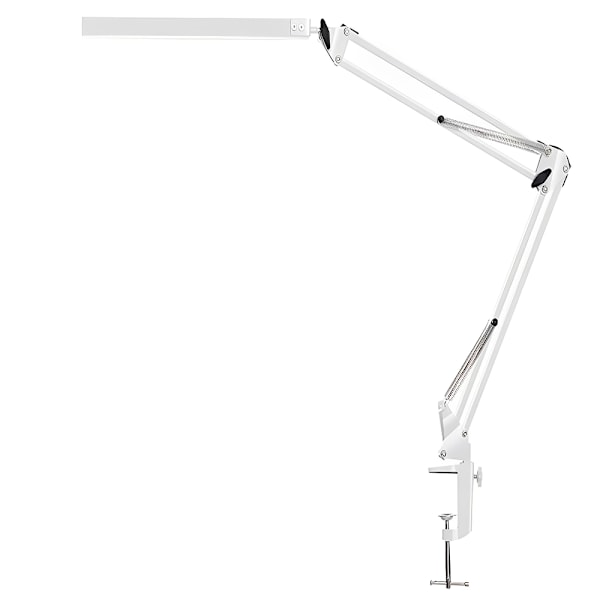 12W LED-skrivebordslampe, dimbar arkitektlampe med svingarm, kontorbordslampe med 3 fargetemperaturer og 10 lysstyrkenivåer, øyebeskyttelse for