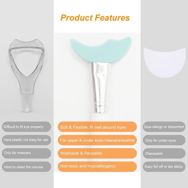 Lash Guard - Eyeliner Aid - Eyelash Mask - Reusable - Soft Silicone Edge - Eye Makeup Protector