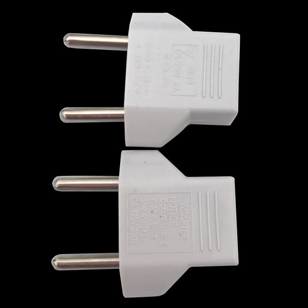 USA til EU-adapter, [6-pak] 2-ben CN Kina USA Amerika til 2-ben EU Frankrig, Tyskland, Spanien, Egypten og mere CDQ