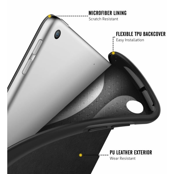 CDQ Apple iPad 10.2 2021/2020/2019 Slim fit tri-fold etui - Sort