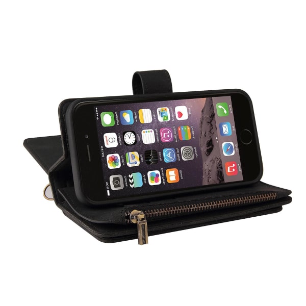 Etui Kompatibelt med iPhone Se 2022/2020 3/2 anti-ridse lynlåslomme Pu-cover Kreditkortsholder Stødsikker Magnetisk - Blå Sort A