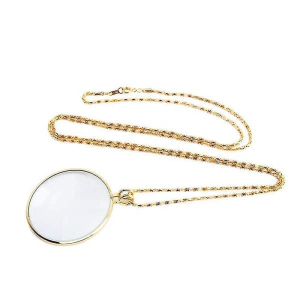 Dekorativ Monocle 5x Halsband Förstoringsglas Hänge Guld Silver Pläterad Kedja Halsband For Kvinnor Smycken Gold