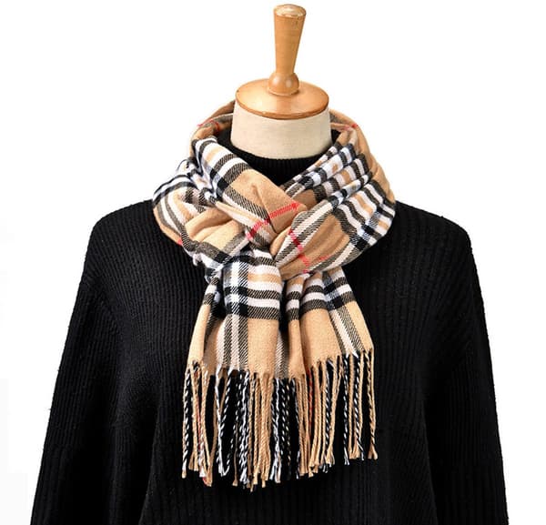Vintertørklæde Blødt Polyester Ternet Wrap til Unisex Daglig Pendling og Rejse Lysebrun 190 x 32 cm Style 5