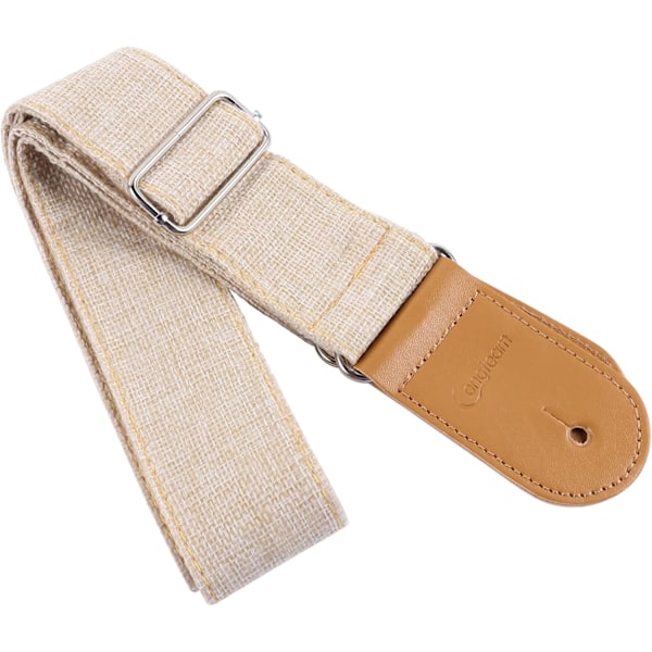 Gitarrband i bomull och linne: 145 cm justerbart gitarrband Akustisk gitarr axelband Mandolinband Tillbehör Beige