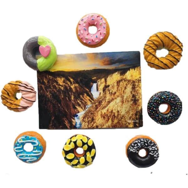8 st/ Set 3D Resin Kylskåpsmagneter Serie Heminredning (Donut Series)