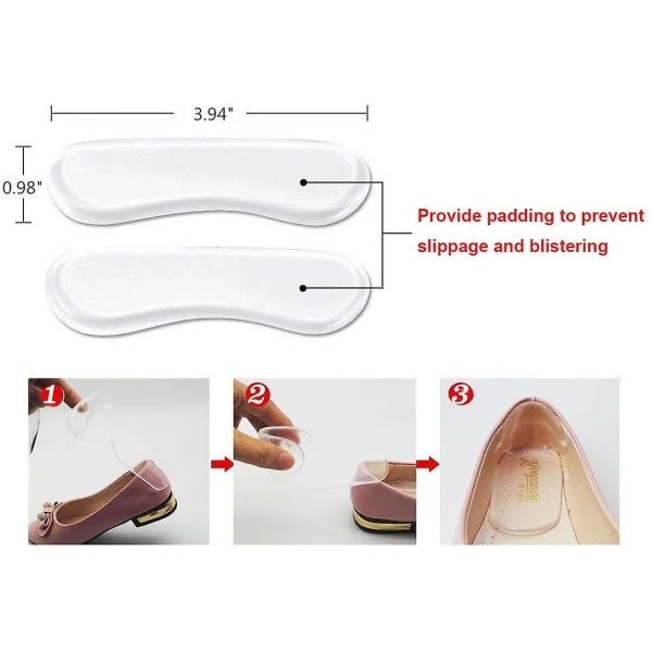 Högklackade indresulor sæt häl innersula, hälgrepp, sæt, halkfria skor transparent fodbeskyttelse