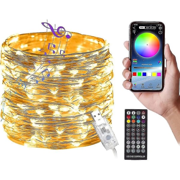 Fairy Lights -liitäntä, Led-keijuvalot RGB-väriä vaihtelevalla vilkkuvalolla Bluetooth-kaukosäätimellä, sovellusohjaus Fairy Lights zdq